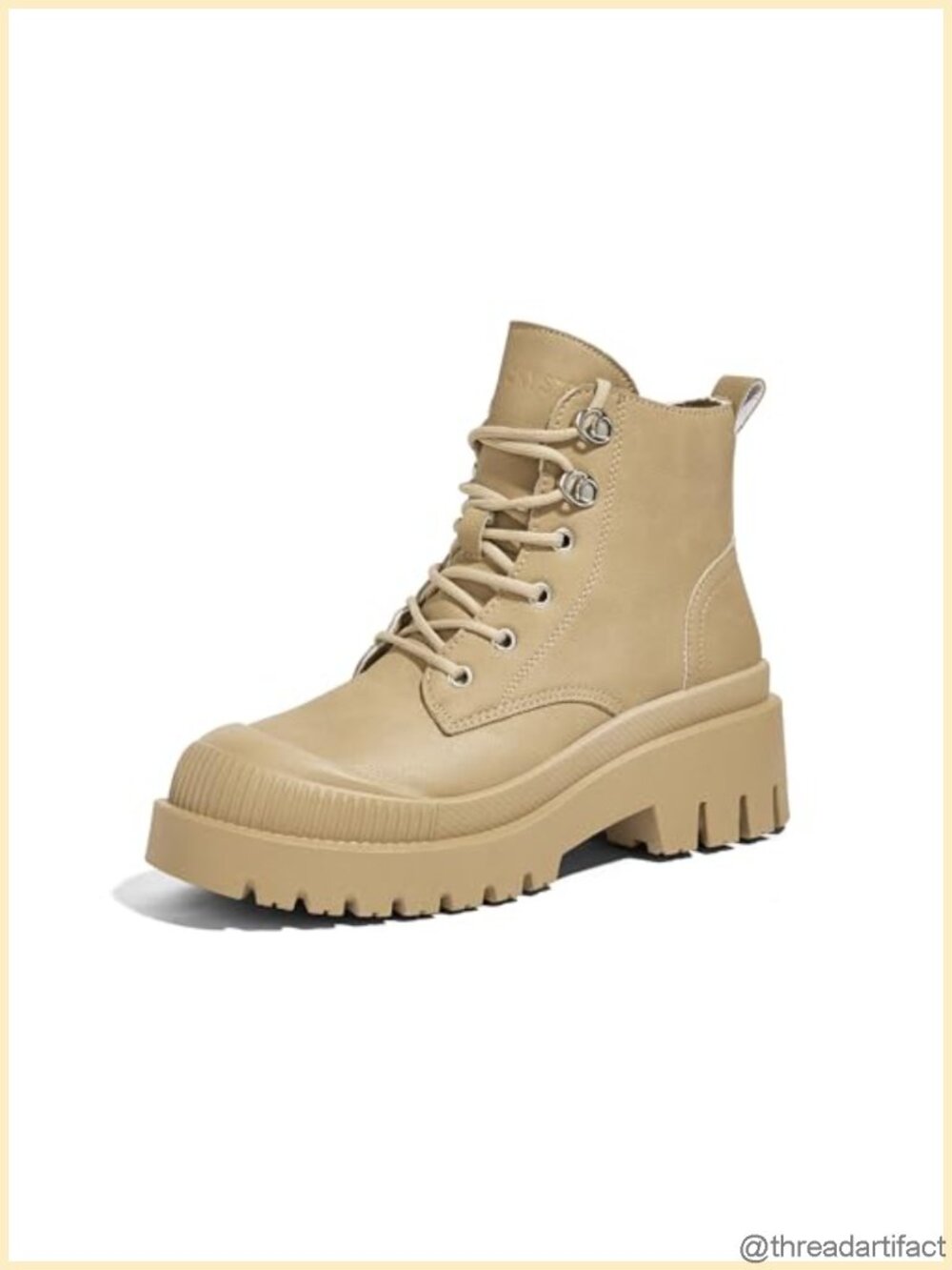 Women's Platform Ankle Boots Faux Leather Zip Combat Booties